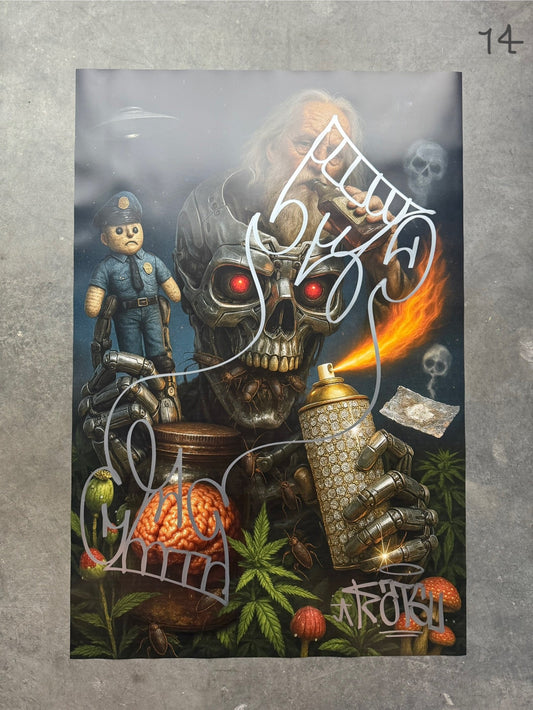 Image of the Toxic God #14 poster laid out.