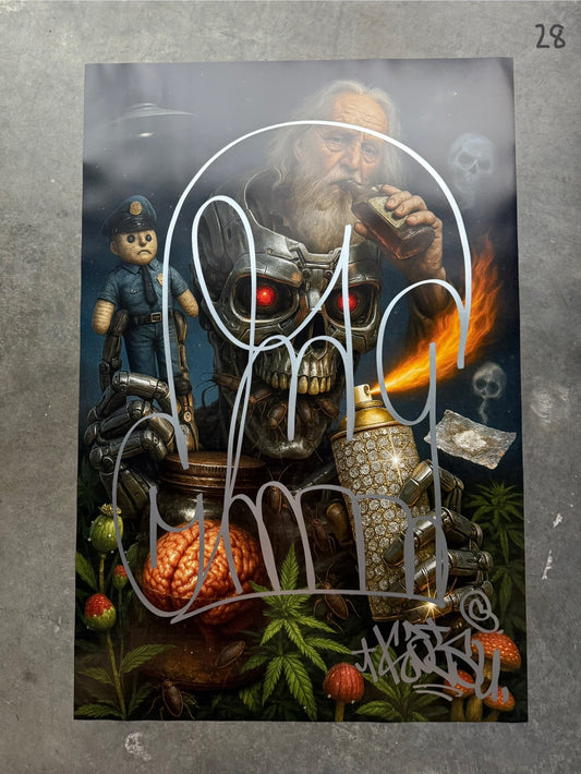 Image of the Toxic God #28 poster laid out.