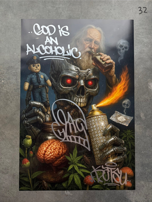 Image of the Toxic God #32 poster laid out.