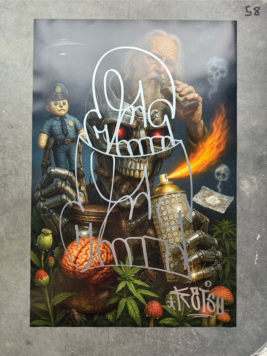 Image of the Toxic God #58 poster laid out.