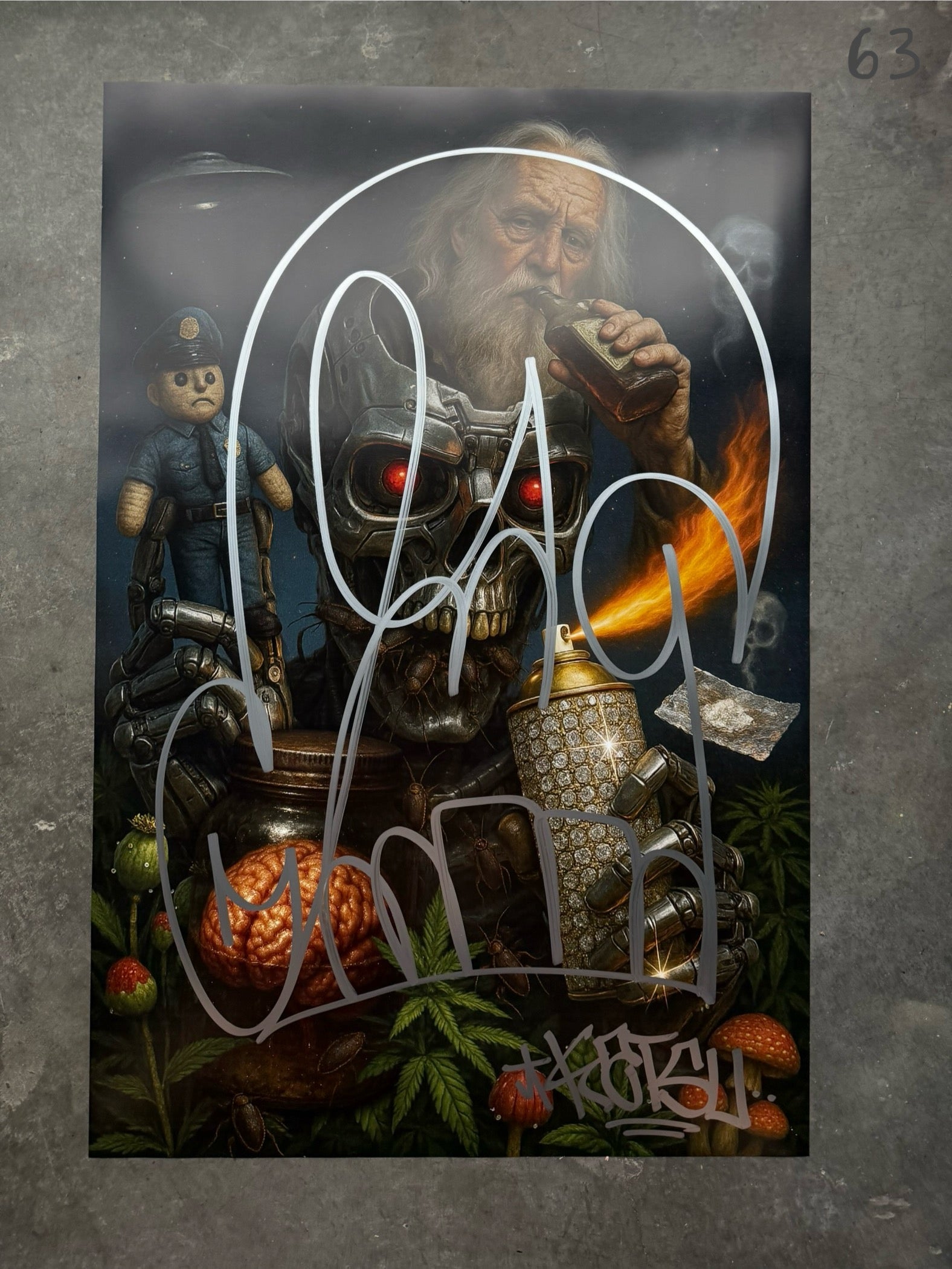 Image of the Toxic God #63 poster laid out.