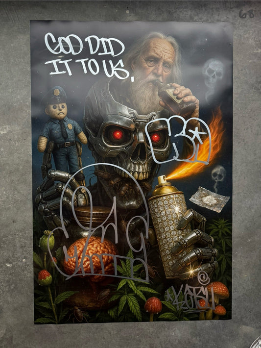 Image of the Toxic God #68 poster laid out.