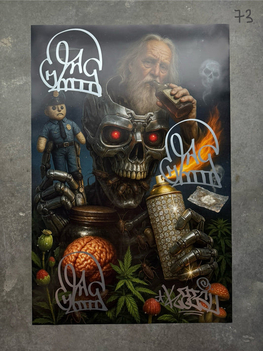 Image of the Toxic God #73 poster laid out.