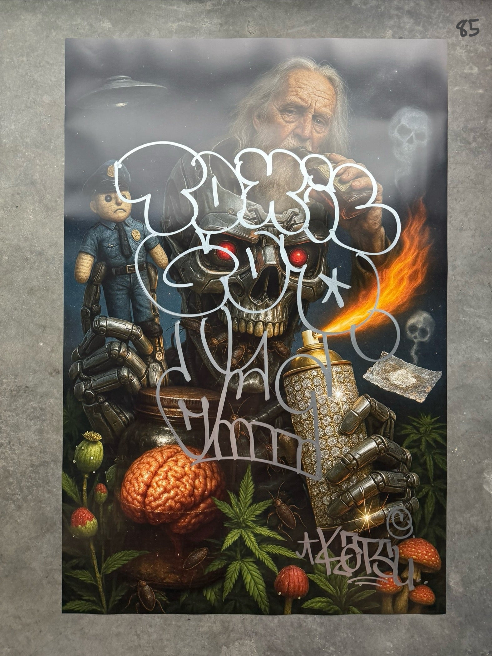 Image of the Toxic God #85 poster laid out.