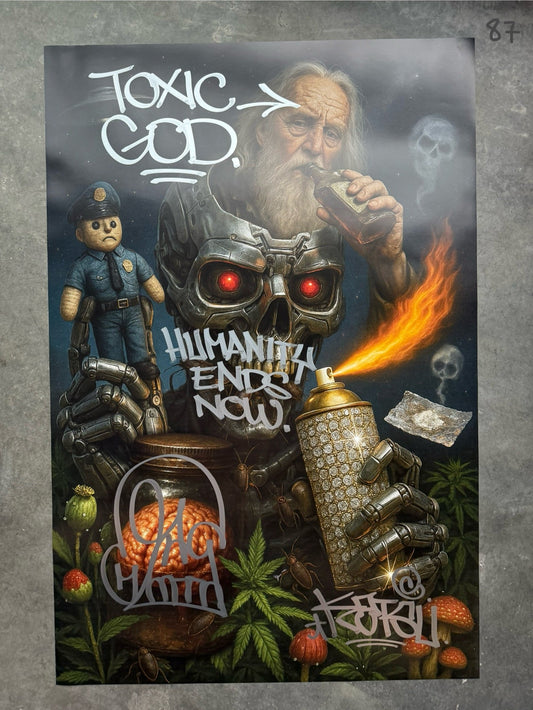 Image of the Toxic God #87 poster laid out.