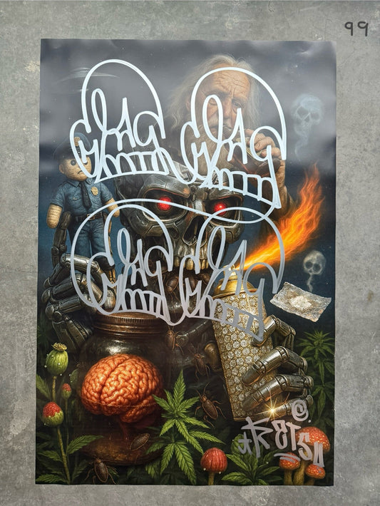 Image of the Toxic God #99 poster laid out.